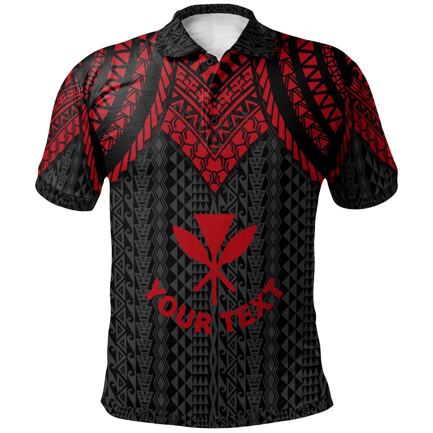 Hawaii Custom Polo Shirt Polynesian Armor Style Red Unisex Red - Polynesian Pride