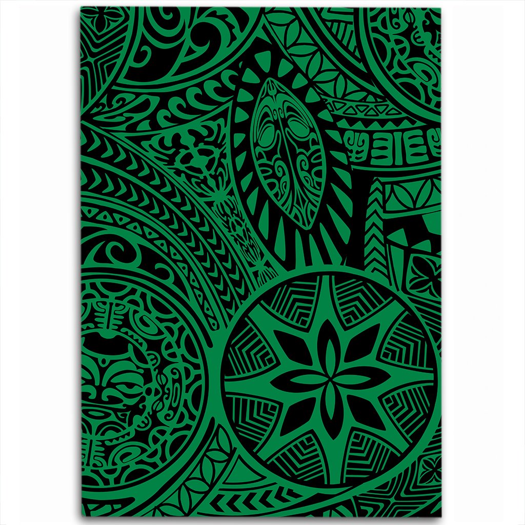 Hawaii Polynesian Hawaiian Style Tribal Tattoo Green Area Rug - AH Luxurious - Polynesian Pride