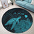 Hawaii Polynesian Hibiscus Turtle Map Round Carpet Blue - AH - Polynesian Pride