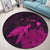 Hawaii Polynesian Hibiscus Turtle Map Round Carpet Pink - AH - Polynesian Pride