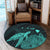 Hawaii Polynesian Hibiscus Turtle Map Round Carpet Turquoise - AH - Polynesian Pride