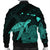 Hawaii Polynesian Hibiscus Turtle Map Bomber Jacket Turquoise - AH - Polynesian Pride