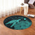 Hawaii Polynesian Hibiscus Turtle Map Round Carpet Turquoise - AH - Polynesian Pride