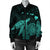 Hawaii Polynesian Hibiscus Turtle Map Bomber Jacket Turquoise - AH - Polynesian Pride