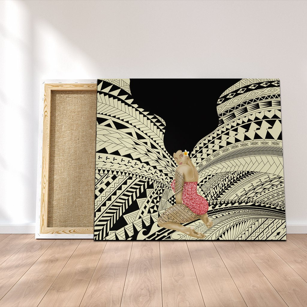 Hawaii Polynesian Hula Girl Wearing Plumeria Canvas - AH Canvas Poly-cotton - Polynesian Pride