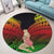 Hawaii Polynesian Hula Girl Wearing Plumeria Round Carpet Reggae - AH - Polynesian Pride