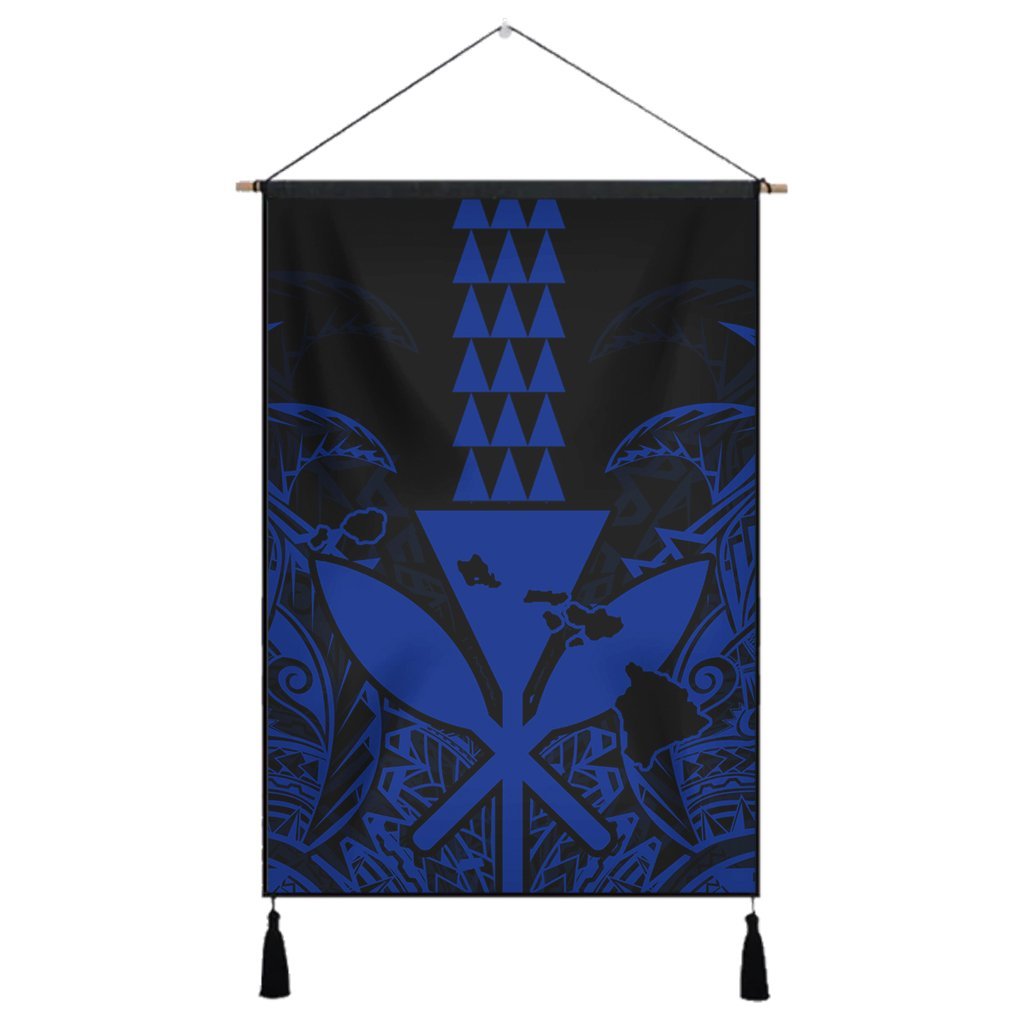 Hawaii Polynesian Kanaka Kakau Hanging Poster - Alan Style Blue - AH Hanging Poster Cotton And Linen - Polynesian Pride