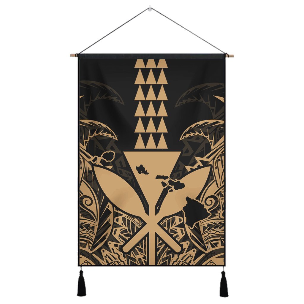 Hawaii Polynesian Kanaka Kakau Hanging Poster - Alan Style Gold - AH Hanging Poster Cotton And Linen - Polynesian Pride