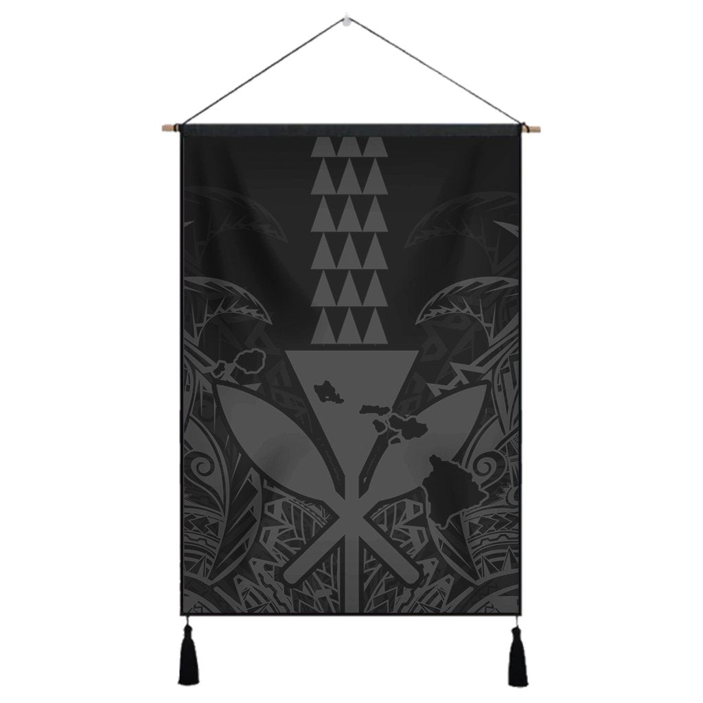 Hawaii Polynesian Kanaka Kakau Hanging Poster - Alan Style Gray - AH Hanging Poster Cotton And Linen - Polynesian Pride