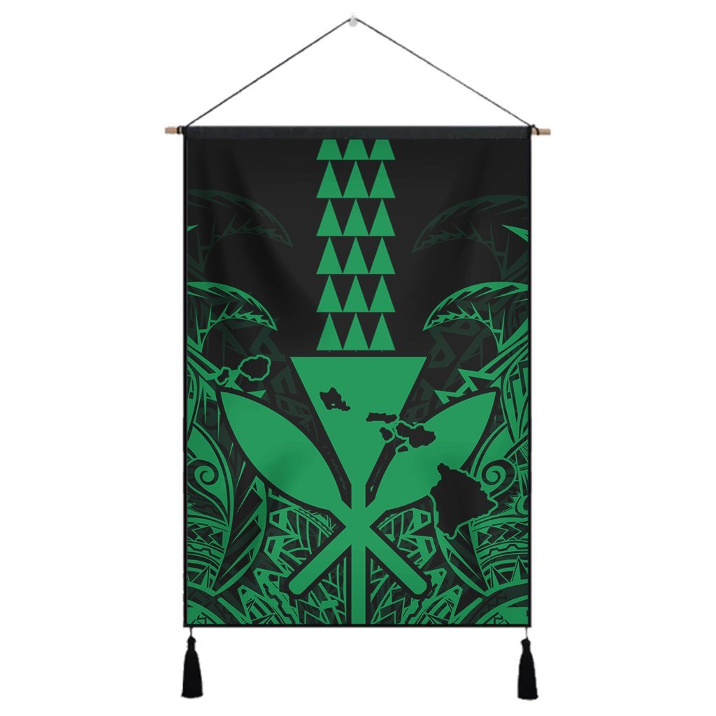 Hawaii Polynesian Kanaka Kakau Hanging Poster - Alan Style Green - AH Hanging Poster Cotton And Linen - Polynesian Pride