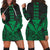 Hawaii Polynesian Kanaka Kakau Hoodie Dress - Alan Style Green - AH Black - Polynesian Pride