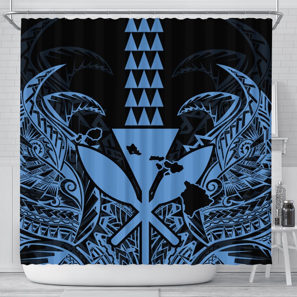 Hawaii Polynesian Kanaka Kakau Shower Curtain - Alan Style Pastel - AH 177 x 172 (cm) Black - Polynesian Pride