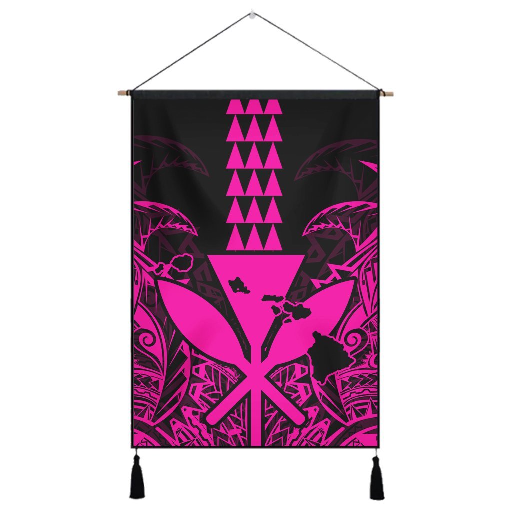 Hawaii Polynesian Kanaka Kakau Hanging Poster - Alan Style Pink - AH Hanging Poster Cotton And Linen - Polynesian Pride