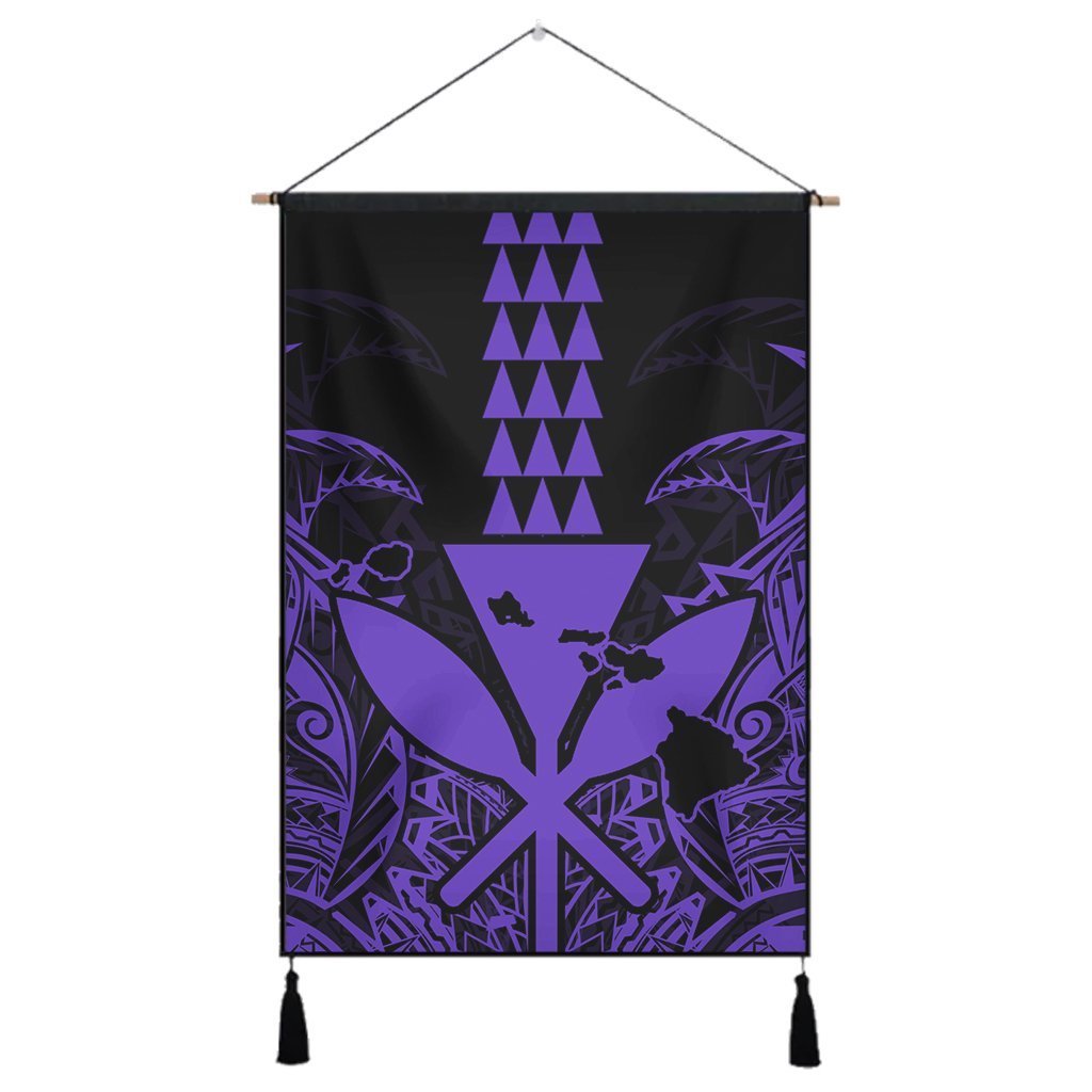 Hawaii Polynesian Kanaka Kakau Hanging Poster - Alan Style Purple - AH Hanging Poster Cotton And Linen - Polynesian Pride