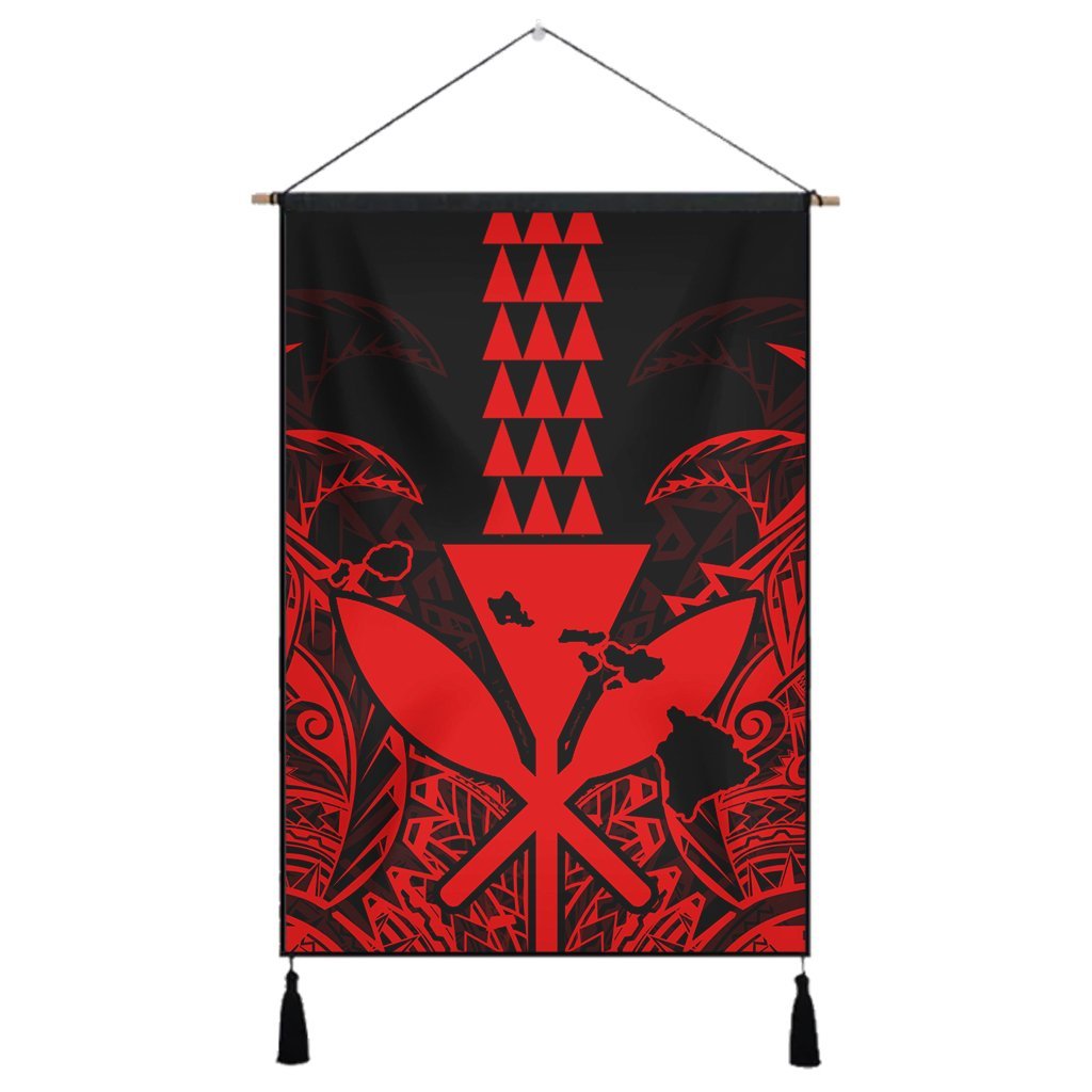 Hawaii Polynesian Kanaka Kakau Hanging Poster - Alan Style Red - AH Hanging Poster Cotton And Linen - Polynesian Pride