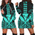 Hawaii Polynesian Kanaka Kakau Hoodie Dress - Alan Style Turquoise - AH Black - Polynesian Pride