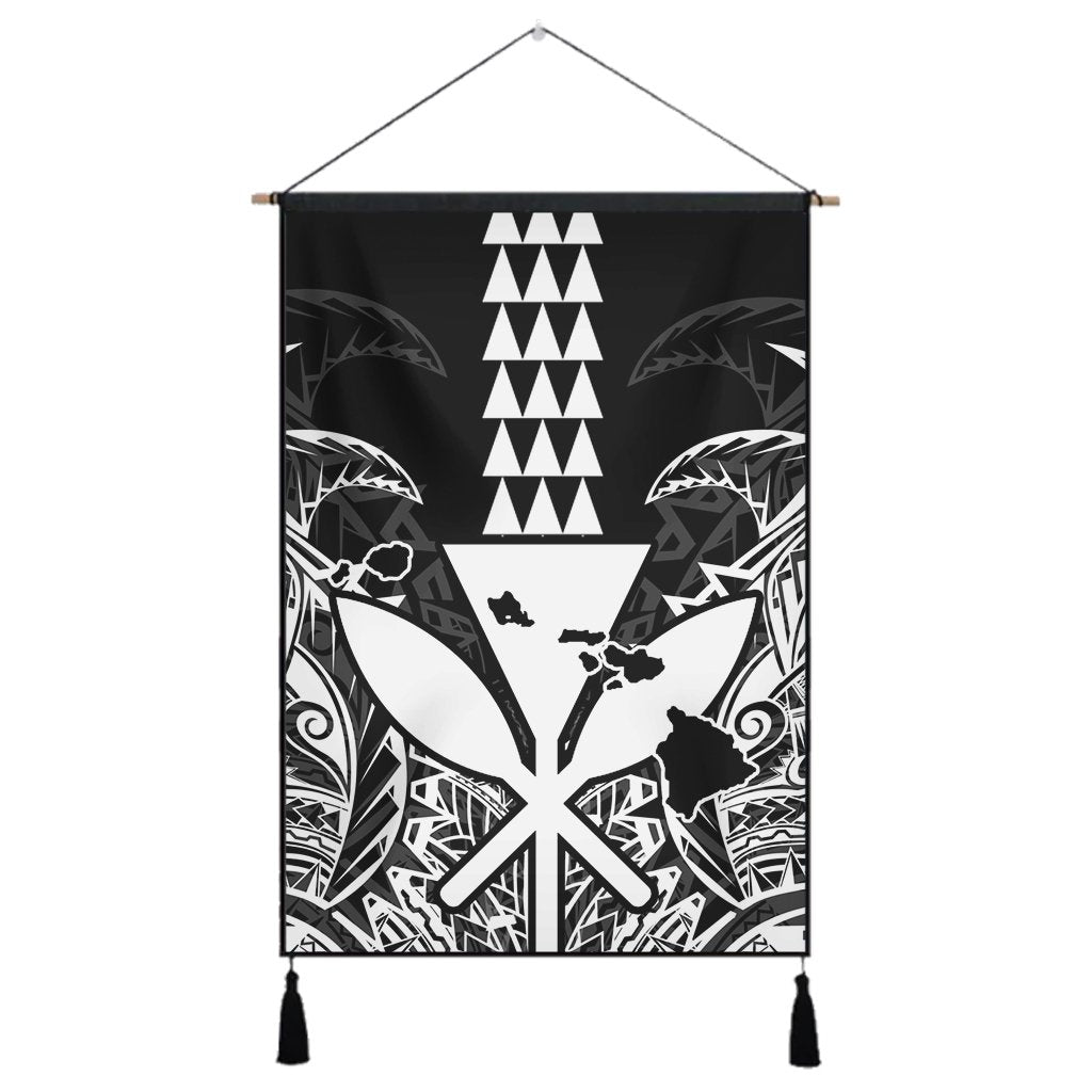 Hawaii Polynesian Kanaka Kakau Hanging Poster - Alan Style White - AH Hanging Poster Cotton And Linen - Polynesian Pride