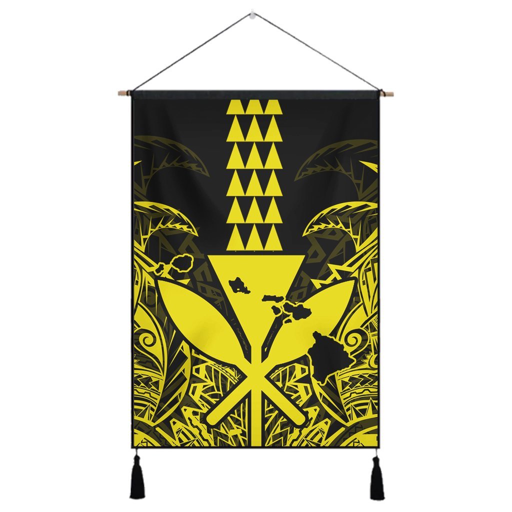 Hawaii Polynesian Kanaka Kakau Hanging Poster - Alan Style Yellow - AH Hanging Poster Cotton And Linen - Polynesian Pride