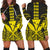 Hawaii Polynesian Kanaka Kakau Hoodie Dress - Alan Style Yellow - AH Black - Polynesian Pride