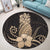 Hawaii Polynesian Pineapple Hibiscus Round Carpet - Gold - AH - Polynesian Pride