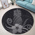 Hawaii Polynesian Pineapple Hibiscus Round Carpet - Gray - AH - Polynesian Pride