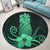 Hawaii Polynesian Pineapple Hibiscus Round Carpet - Green - AH - Polynesian Pride