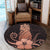 Hawaii Polynesian Pineapple Hibiscus Round Carpet - Orange - AH - Polynesian Pride