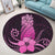 Hawaii Polynesian Pineapple Hibiscus Round Carpet - Pink - AH - Polynesian Pride