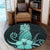 Hawaii Polynesian Pineapple Hibiscus Round Carpet - Turquoise - AH - Polynesian Pride