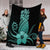 Hawaii Polynesian Pineapple Hibiscus Premium Blankets - Turquoise - AH - Polynesian Pride