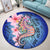 Hawaii Polynesian Pink Hibiscus Seahorse Round Carpet - AH - Polynesian Pride