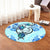 Hawaii Polynesian Plumeria Hibiscus Turtle Round Carpet - AH - Jack Style - Blue - Polynesian Pride