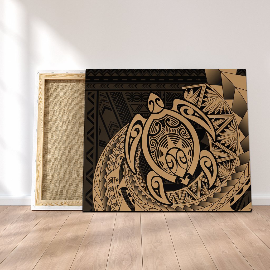 Hawaii Polynesian Turtle Canvas - Gold - AH Canvas Poly-cotton - Polynesian Pride