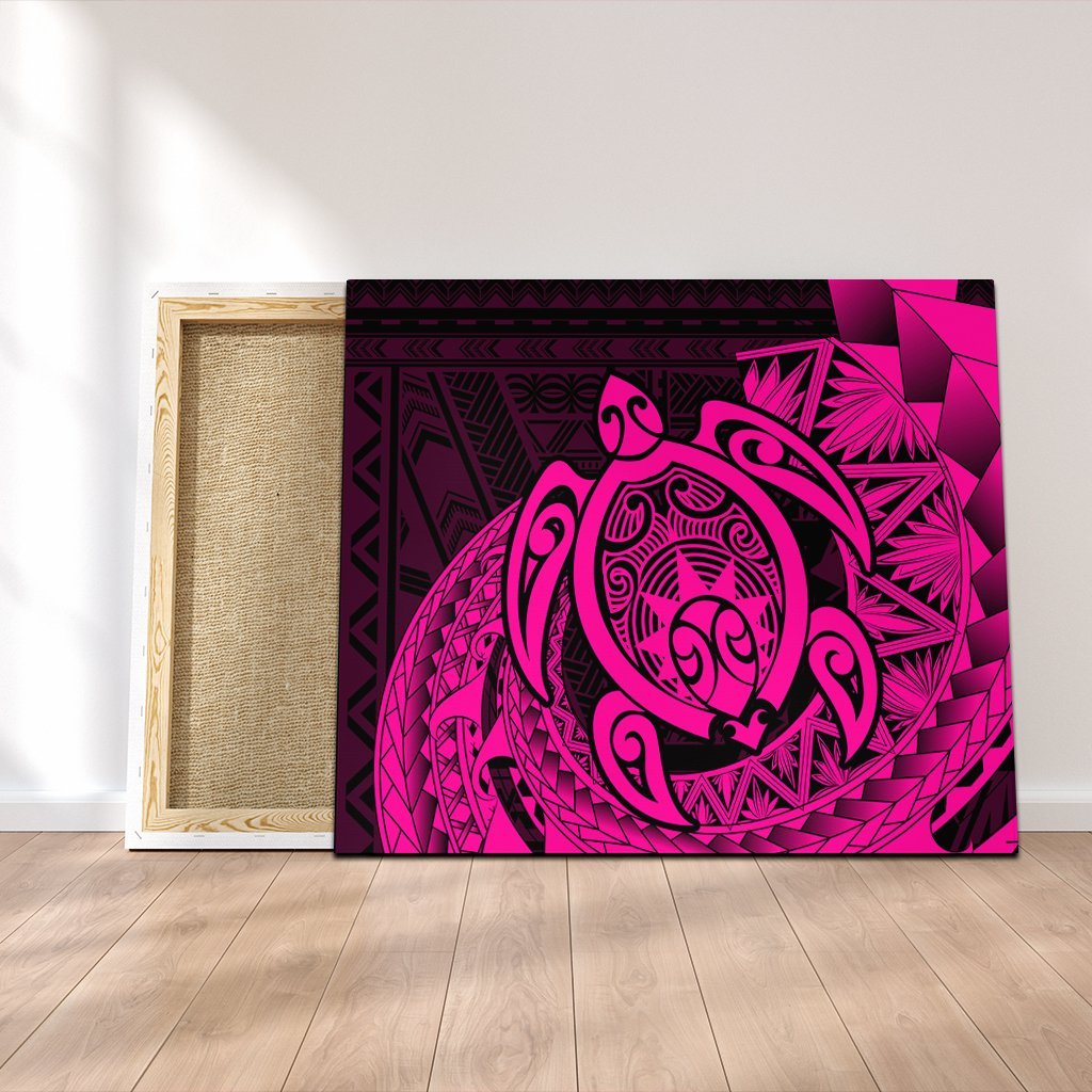 Hawaii Polynesian Turtle Canvas - Pink - AH Canvas Poly-cotton - Polynesian Pride