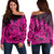 Hawaii Polynesian Turtle Women's Off Shoulder Sweater - Pink - AH Black - Polynesian Pride