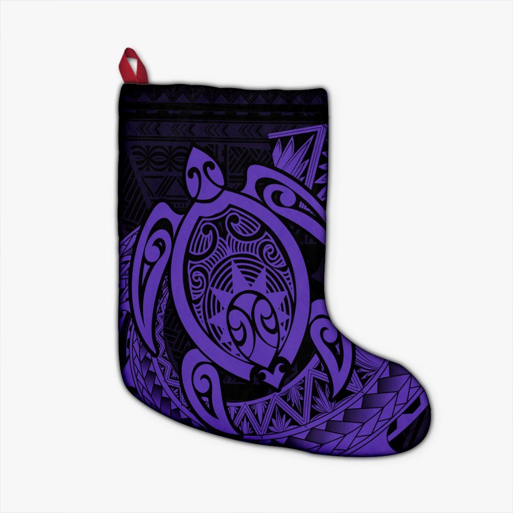 Hawaii Polynesian Turtle Christmas Stocking - Purple - AH Christmas Stocking 26 X 42 cm Black - Polynesian Pride