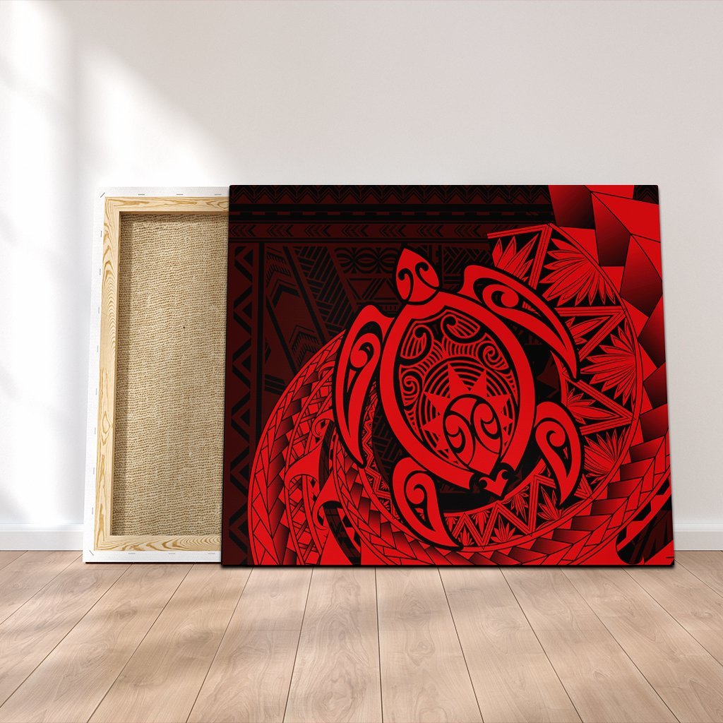 Hawaii Polynesian Turtle Canvas - Red - AH Canvas Poly-cotton - Polynesian Pride