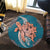 Hawaii Polynesian Turtle Hibiscus Round Carpet - AH - Polynesian Pride