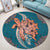 Hawaii Polynesian Turtle Hibiscus Round Carpet - AH - Polynesian Pride