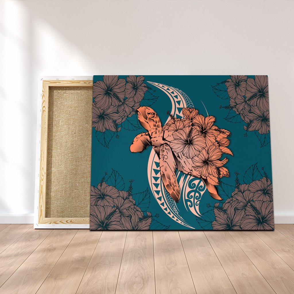 Hawaii Polynesian Turtle Hibiscus Canvas - AH Canvas Poly-cotton - Polynesian Pride