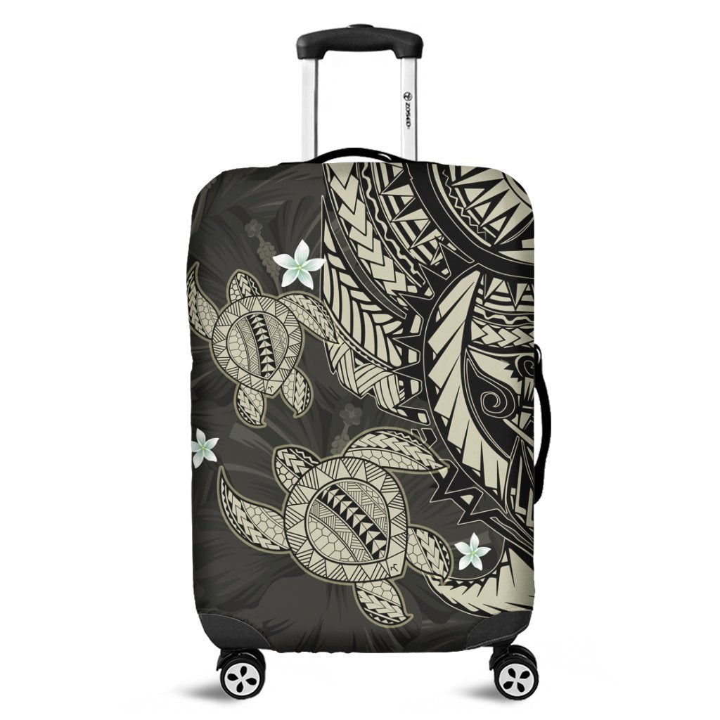 Hawaii Polynesian Turtle Hibiscus Luggage Covers - Beige - AH Black - Polynesian Pride