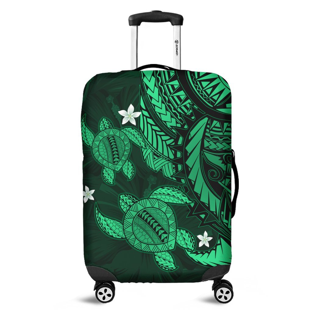 Hawaii Polynesian Turtle Hibiscus Luggage Covers - Green - AH Black - Polynesian Pride