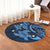 Hawaii Polynesian Turtle Hibiscus Round Carpet - Pastel Blue - AH - Polynesian Pride