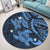 Hawaii Polynesian Turtle Hibiscus Round Carpet - Pastel Blue - AH - Polynesian Pride