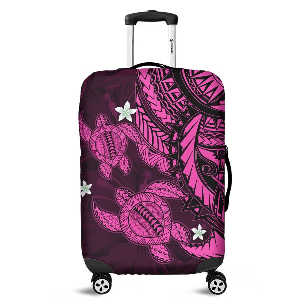 Hawaii Polynesian Turtle Hibiscus Luggage Covers - Pink - AH Black - Polynesian Pride