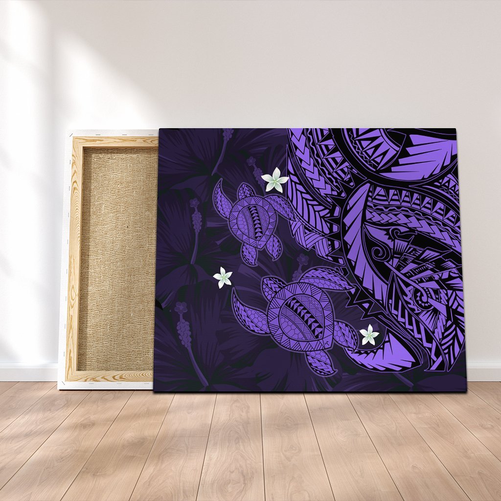 Hawaii Polynesian Turtle Hibiscus Canvas - Purple - AH Canvas Poly-cotton - Polynesian Pride