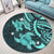 Hawaii Polynesian Turtle Hibiscus Round Carpet - Turquoise - AH - Polynesian Pride