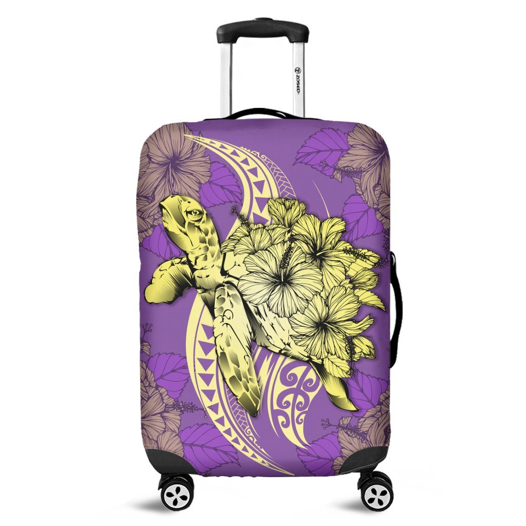 Hawaii Polynesian Turtle Hibiscus Luggage Covers - Yellow - AH Black - Polynesian Pride