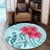 Hawaii Polynesian Turtle Hibiscus Blue Round Carpet - Bless Style - AH - Polynesian Pride