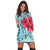 Hawaii Polynesian Turtle Hibiscus Blue Hoodie Dress - Bless Style - AH - Polynesian Pride